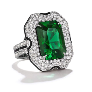 green tourmaline diamond art deco ring