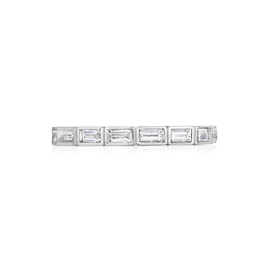 Front view of the Platinum Brick-by-Brick Baguette Diamond Band.