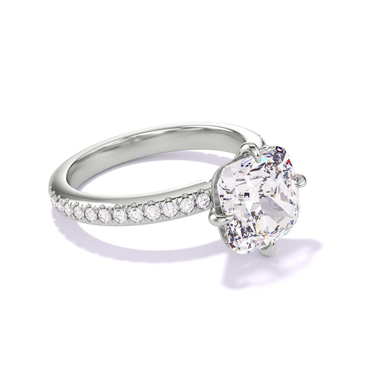 platinum cushion cut diamond engagement ring