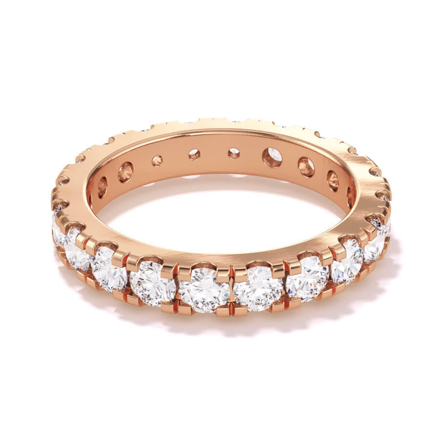 3mm round brilliant diamond eternity band in 18k rose gold; 2 carat diamond eternity band