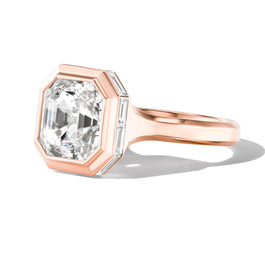 bezel-set-Asscher-cut-diamond-ring-rose-gold