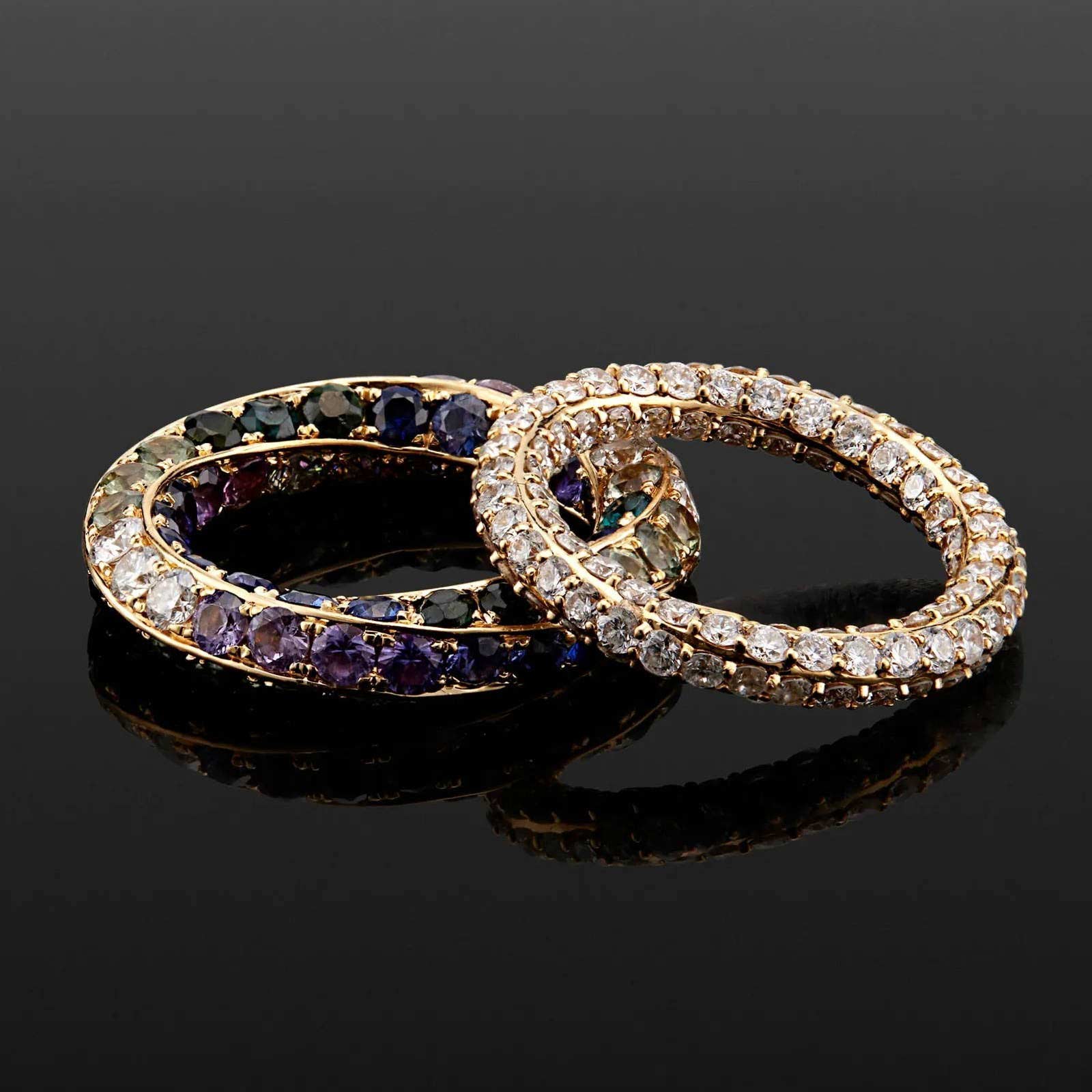 diamond and sapphire twisting eternity band