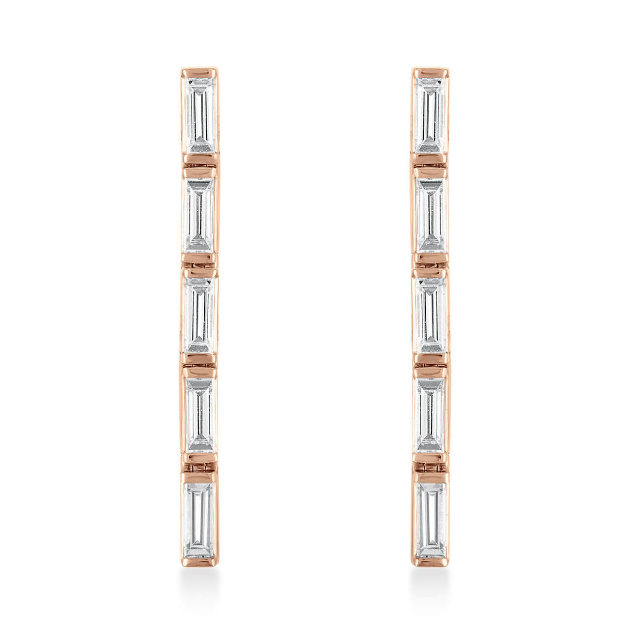 baguette diamond earrings in 18k rose gold