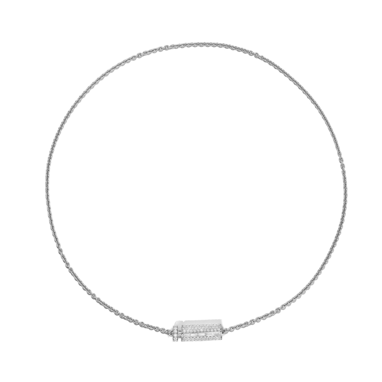 PAVÉ AND BAGUETTE DIAMOND VIAL NECKLACE