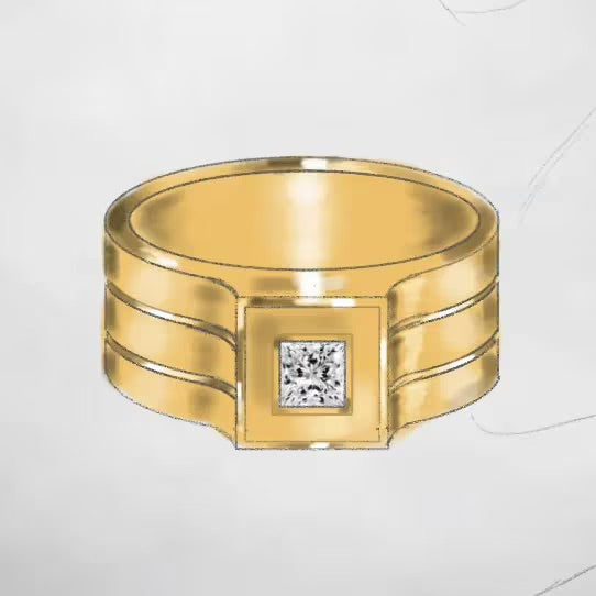 A close-up of this custom pinky ring