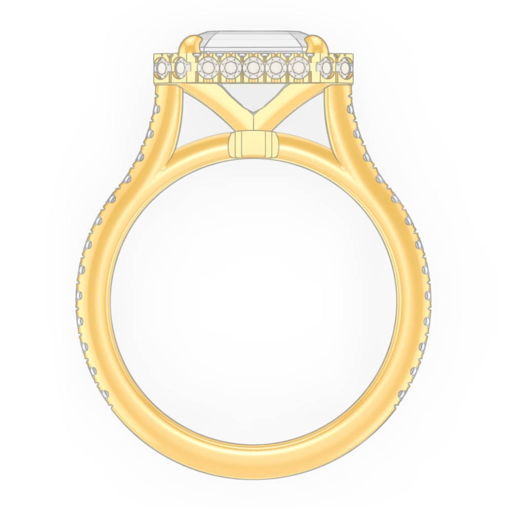 emerald cut halo engagement ring design
