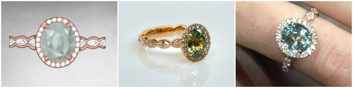 custom design story- green sapphire ring