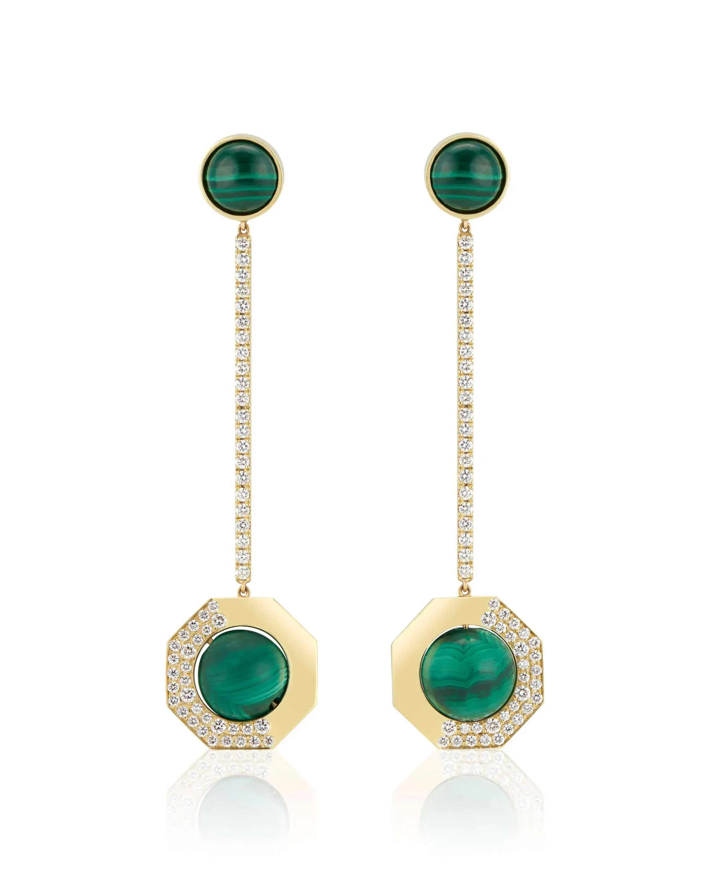 malachite and diamond earrings