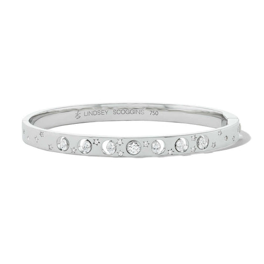 narrow moon phase bangle with diamonds