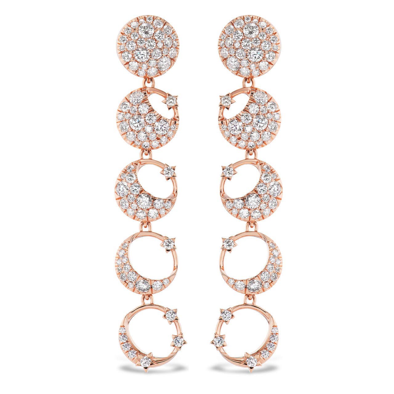 gold and diamond moon phase earrings