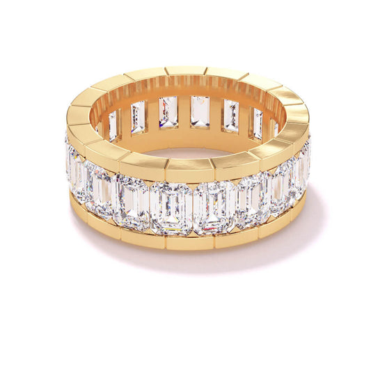 Note to Self Emerald Cut Diamond Eternity Band in 18k yellow gold