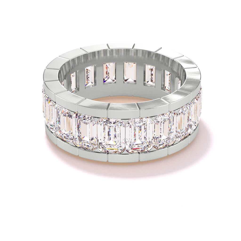 Note to Self Emerald Cut Diamond Eternity Band in 18k white gold