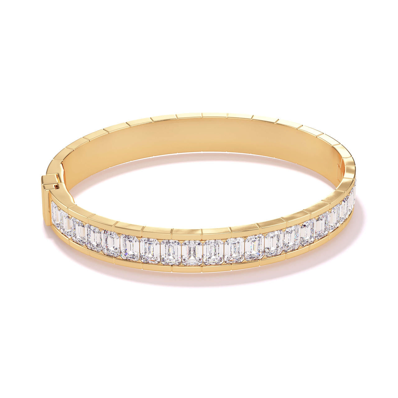 Note to Self emerald cut diamond bangle in 18k yellow gold