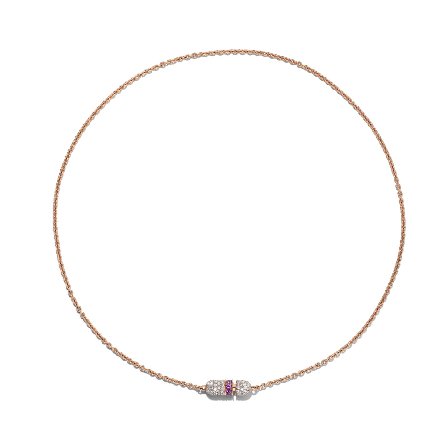 PAVÉ DIAMOND AND PINK SAPPHIRE CAPSULE NECKLACE