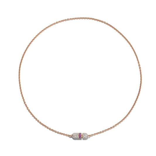 PAVÉ DIAMOND AND PINK SAPPHIRE CAPSULE NECKLACE