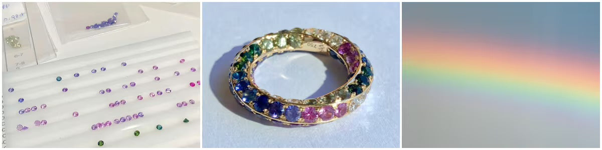 Rainbow sapphire eternity band