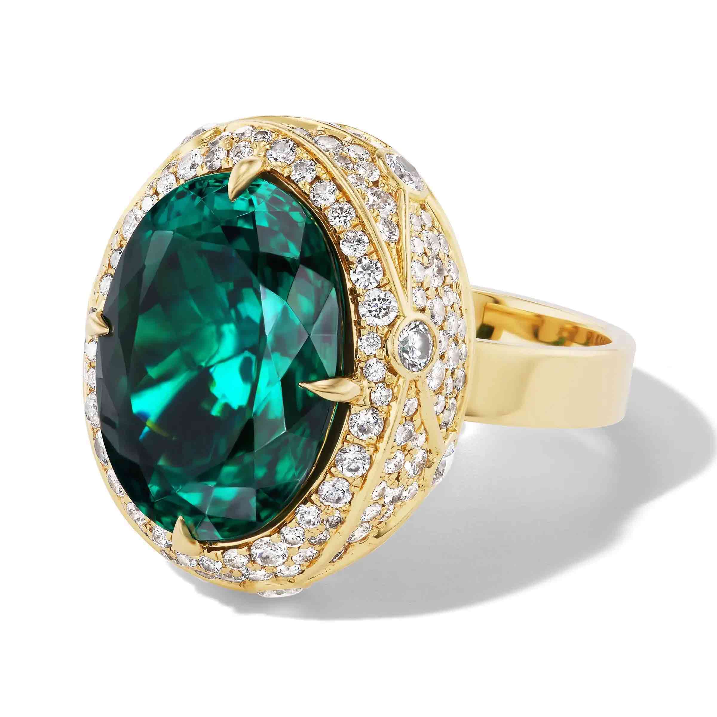 Green Tourmaline Flight Path Ring