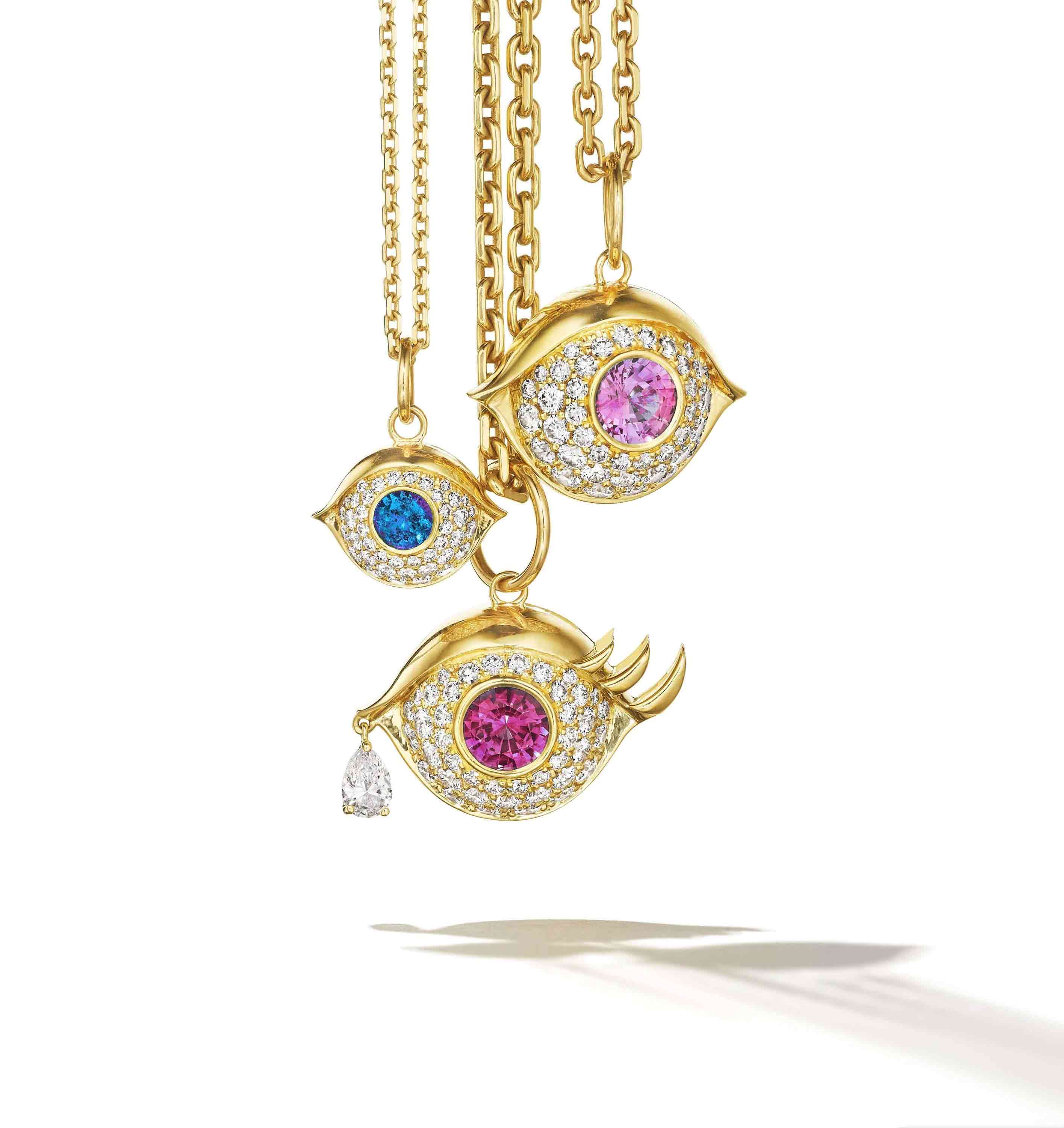 evil eye necklaces pink