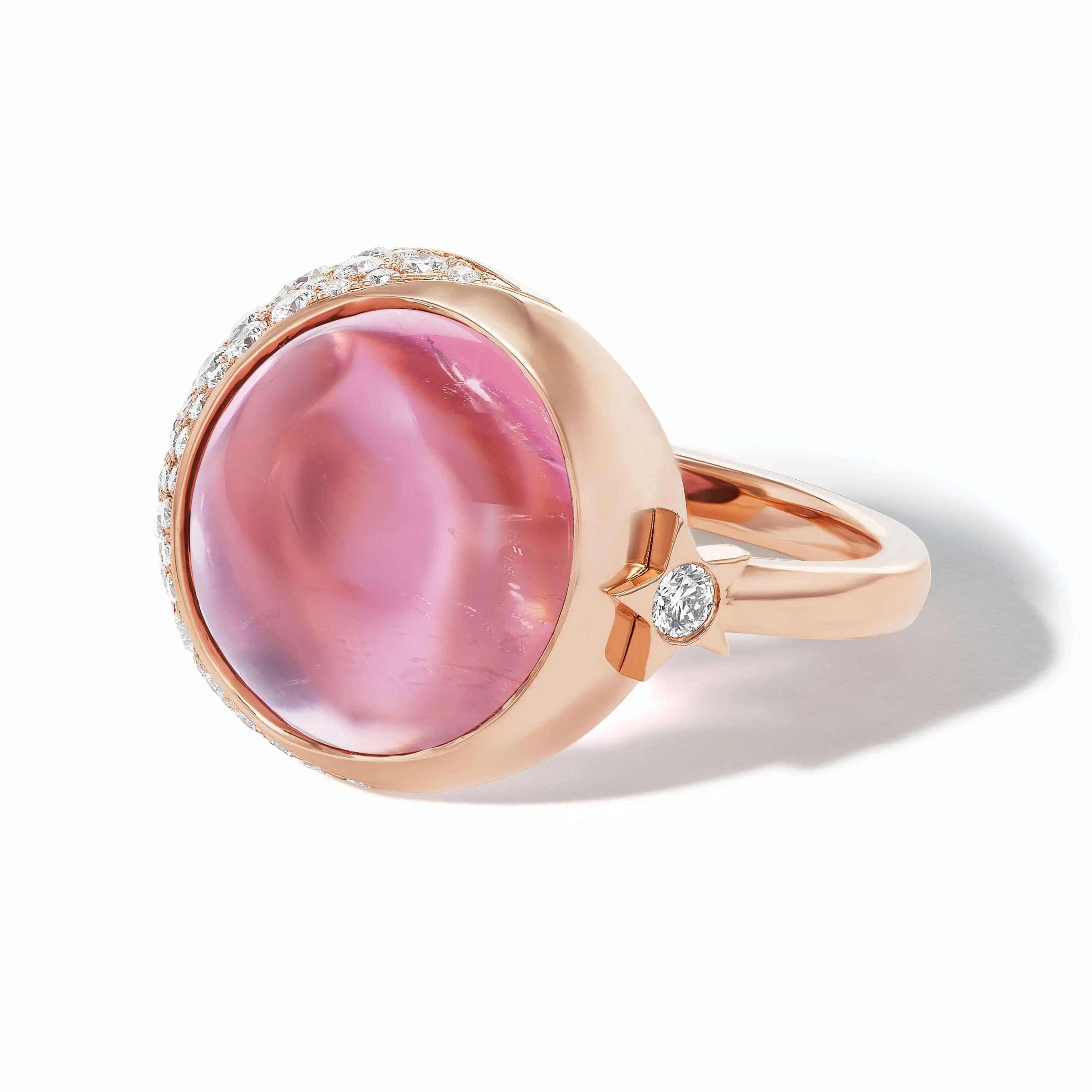 pink moon cabochon ring