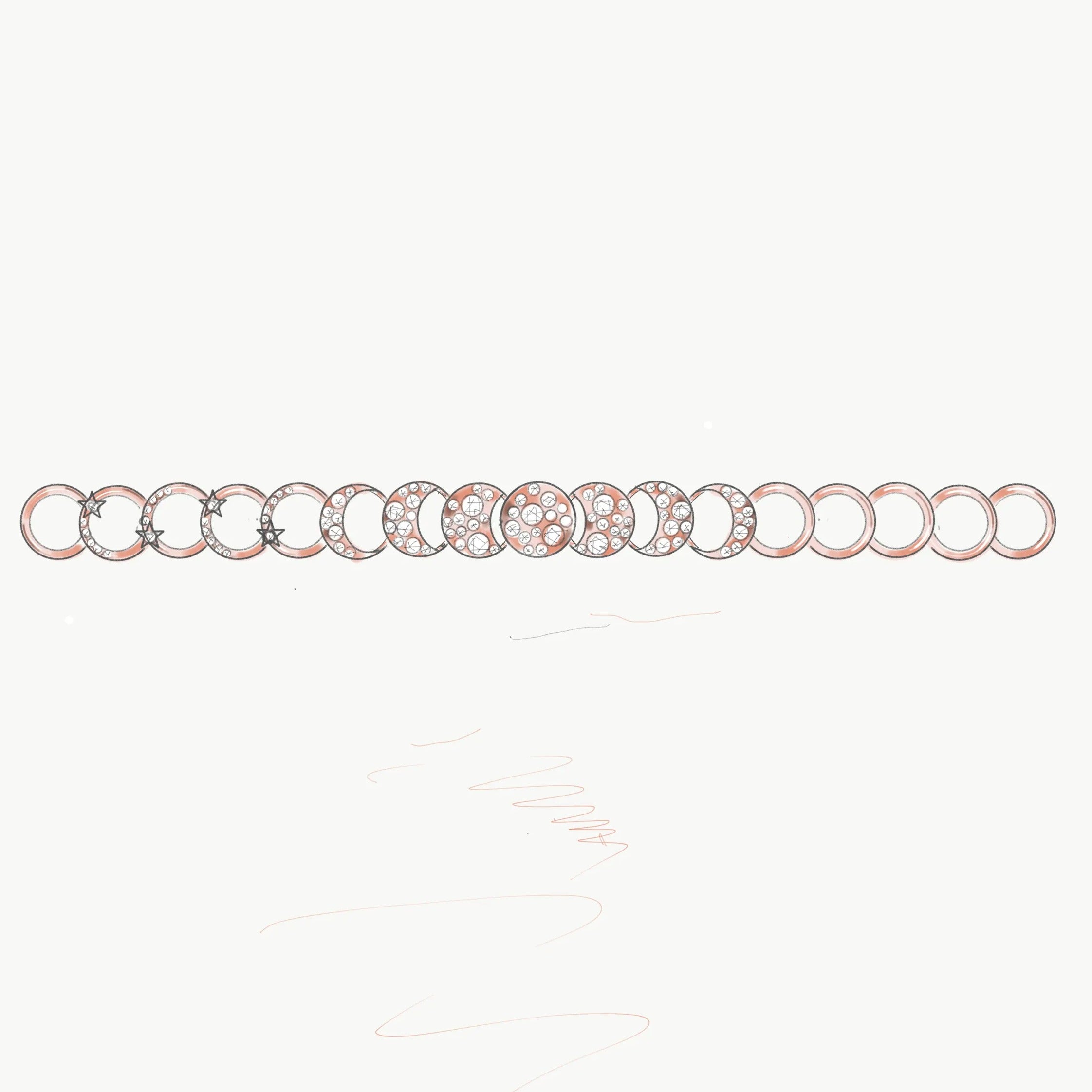 Custom gold and diamond Moon Bracelet