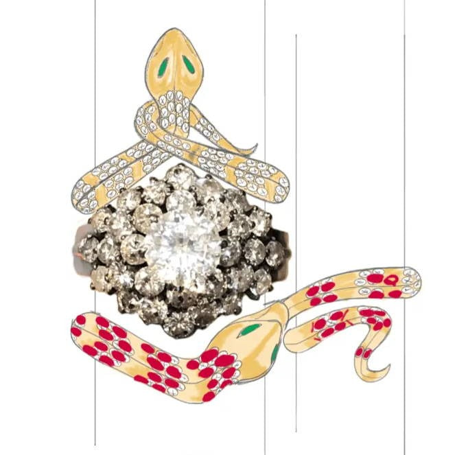 custom diamond snake ring set design
