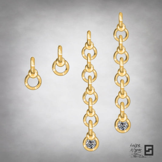 twisted infinity ball and chain link earrings in 18 karat gold with diamonds