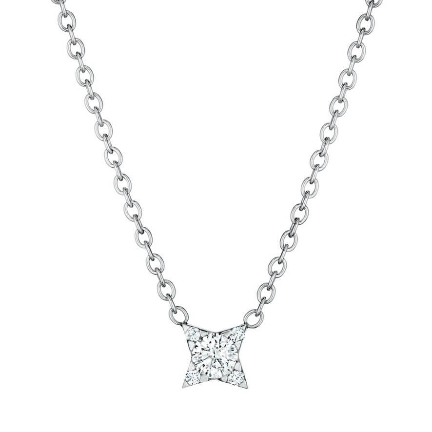 Diamond star necklace in 18k white gold