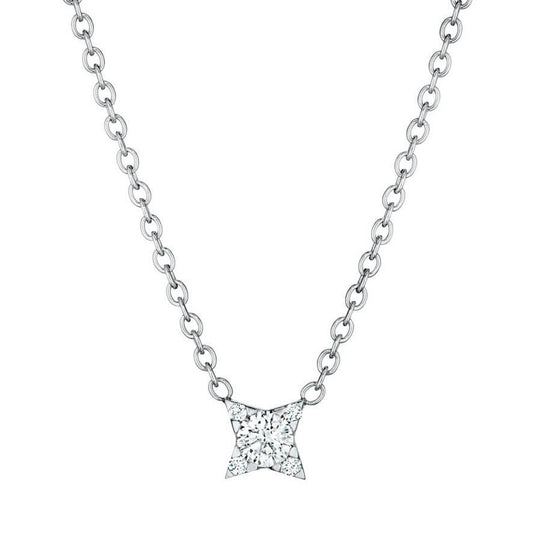 Diamond star necklace in 18k white gold