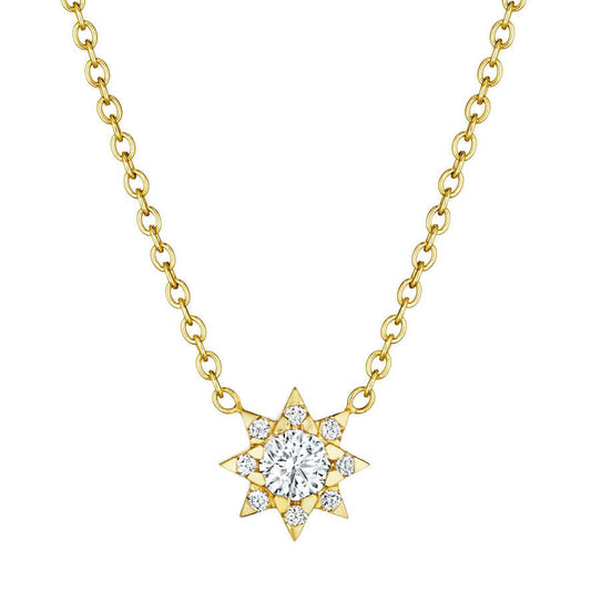 diamond sun necklace in 18k yellow gold