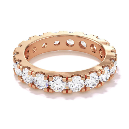large diamond eternity band with 2.7 carat round brilliant diamond eternity band in 18k rose gold