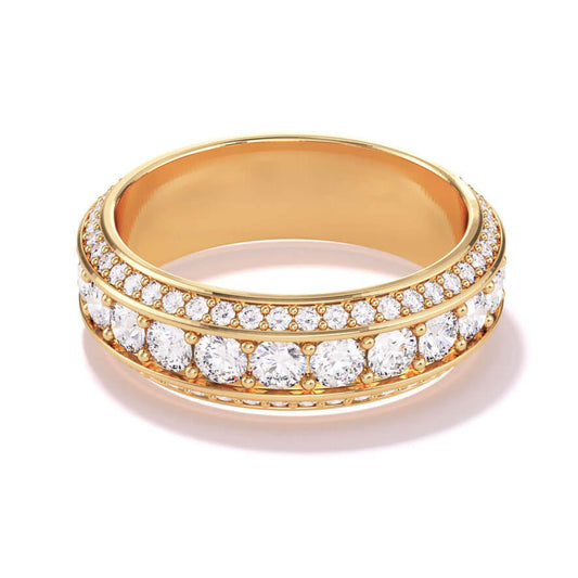 triple row diamond wedding band in 18k yellow gold