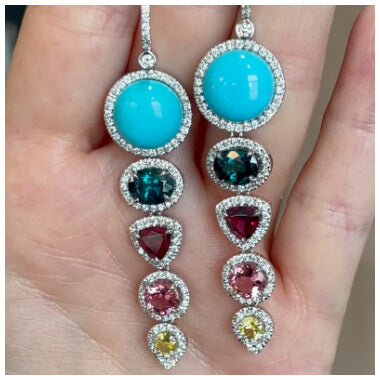 Custom Design Story: One of a Kind Turquoise and Gemstone Convertible Earrings