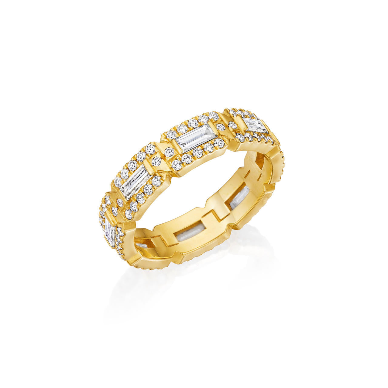 BAGUETTE AND PAVE 8 LINK BAND