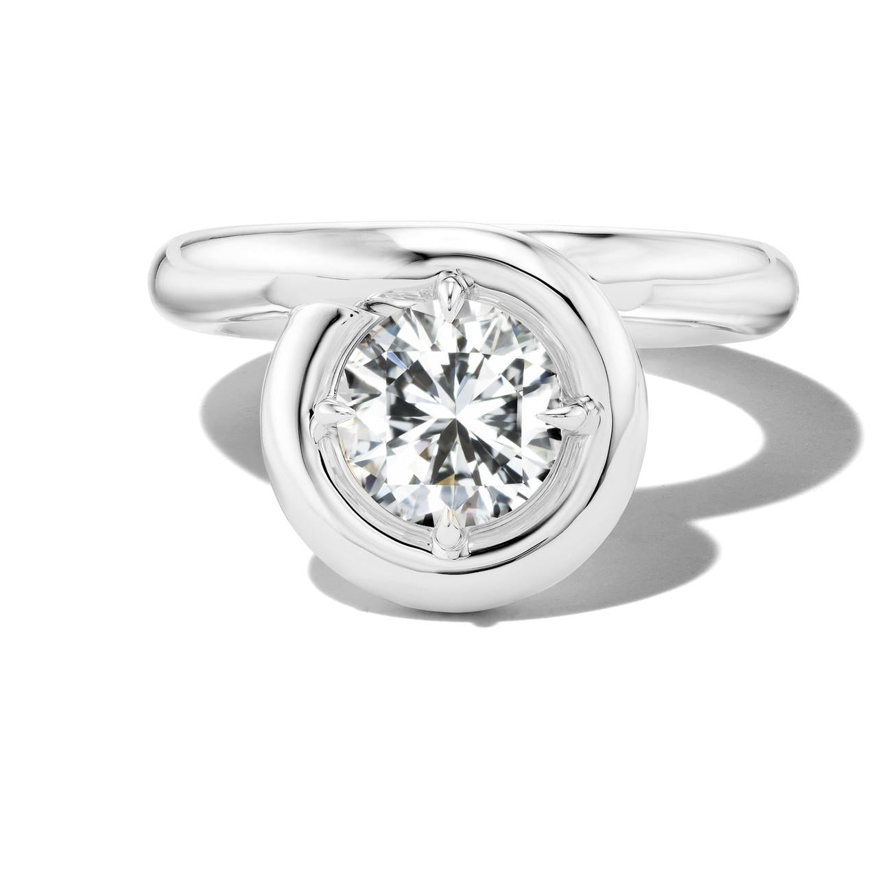 Endless Loop Engagement Ring | Loop Diamond Ring | Platinum Halo