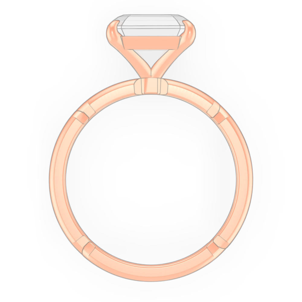 ASSCHER CUT DIAMOND ENGAGEMENT RING WITH A CLASSIC 4 PRONG CHANCE SETTING IN 18K ROSE GOLD