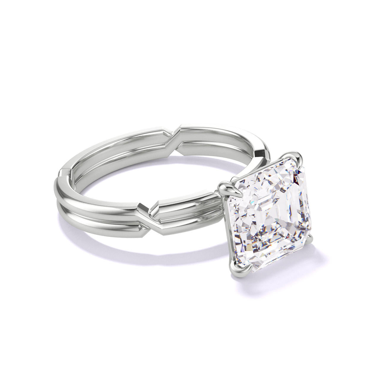 ASSCHER CUT DIAMOND ENGAGEMENT RING WITH A CLASSIC 4 PRONG CHANCE SETTING IN PLATINUM