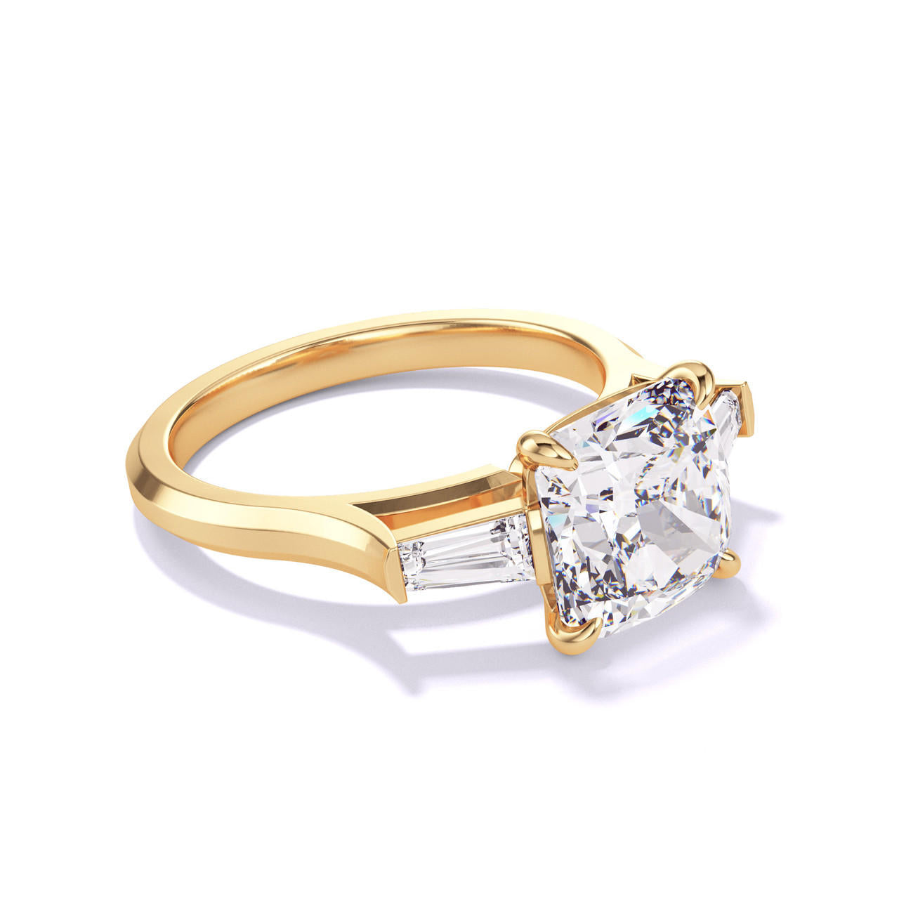 cushion cut baguette engagement ring