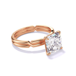 CUSHION CUT DIAMOND ENGAGEMENT RING WITH A CLASSIC 4 PRONG CHANCE SETTING IN 18K ROSE GOLD