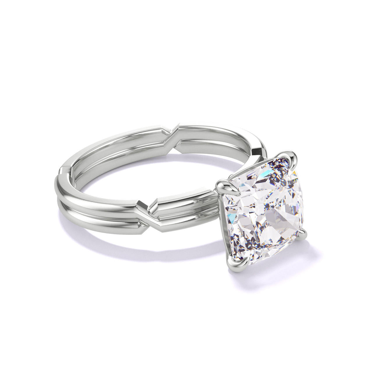 CUSHION CUT DIAMOND ENGAGEMENT RING WITH A CLASSIC 4 PRONG CHANCE SETTING IN PLATINUM