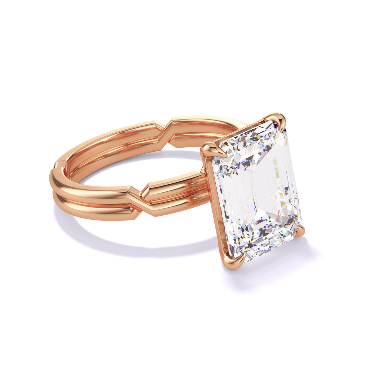 EMERALD CUT DIAMOND ENGAGEMENT RING WITH A CLASSIC 4 PRONG CHANCE SETTING IN 18K ROSE GOLD