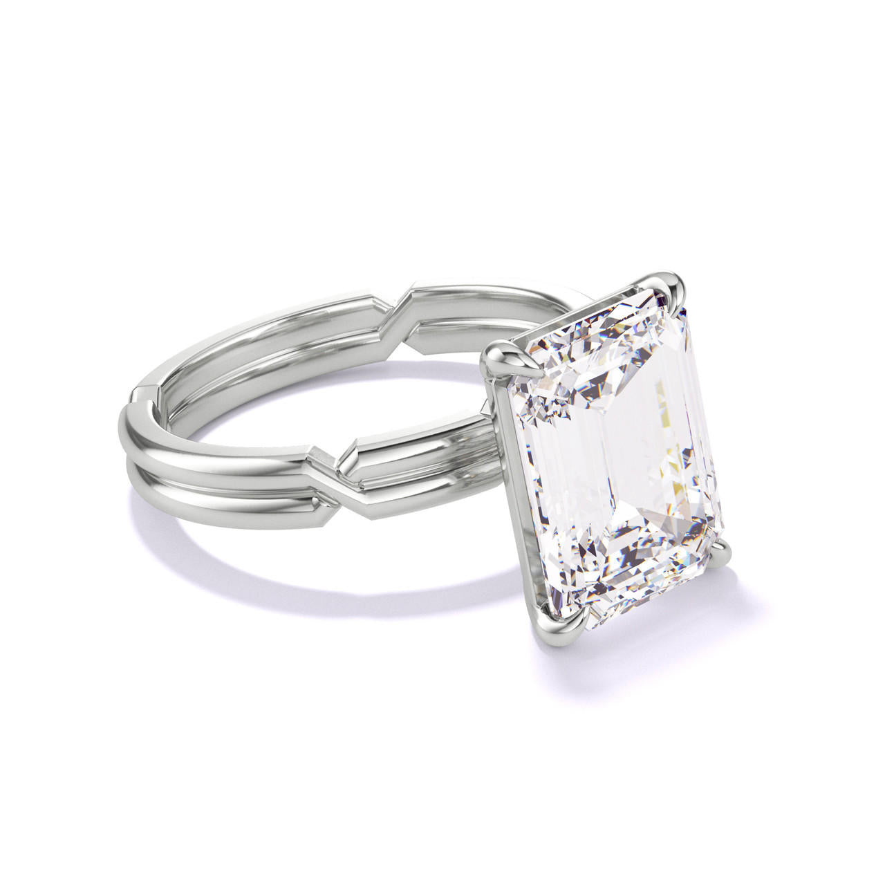 EMERALD CUT DIAMOND ENGAGEMENT RING WITH A CLASSIC 4 PRONG CHANCE SETTING IN PLATINUM