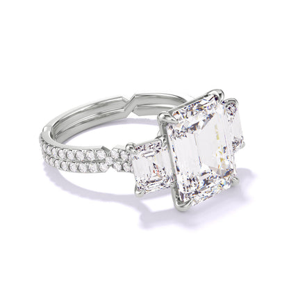 Three Stone Emerald Cut Diamond Ring