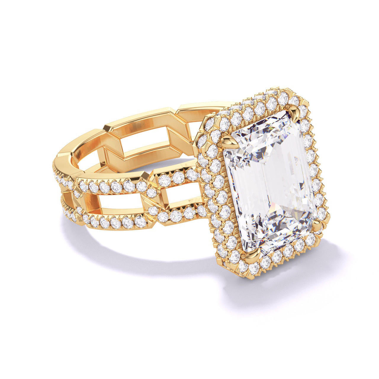 custom emerald and diamond ring