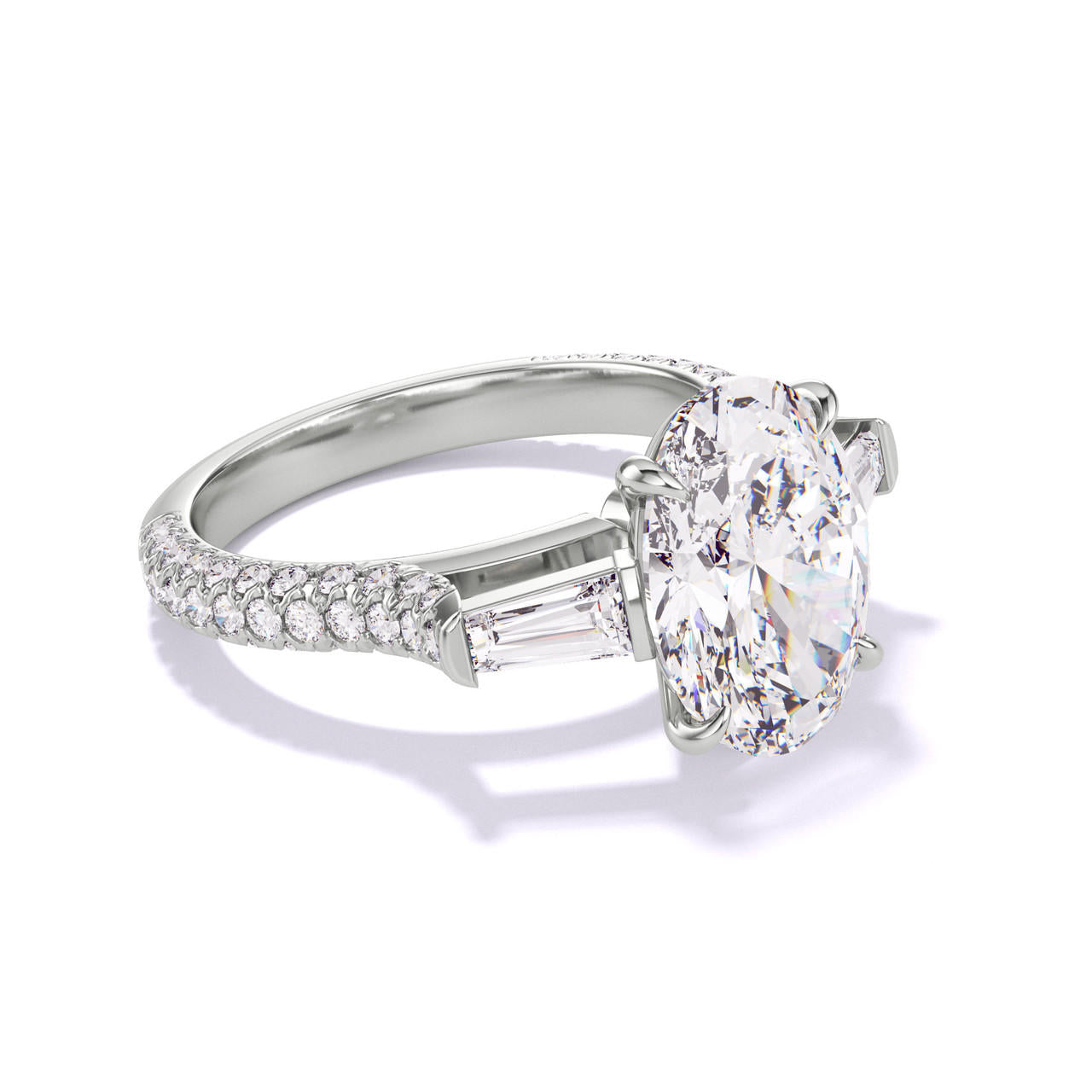 Oval Engagement Ring with Tapered Baguettes