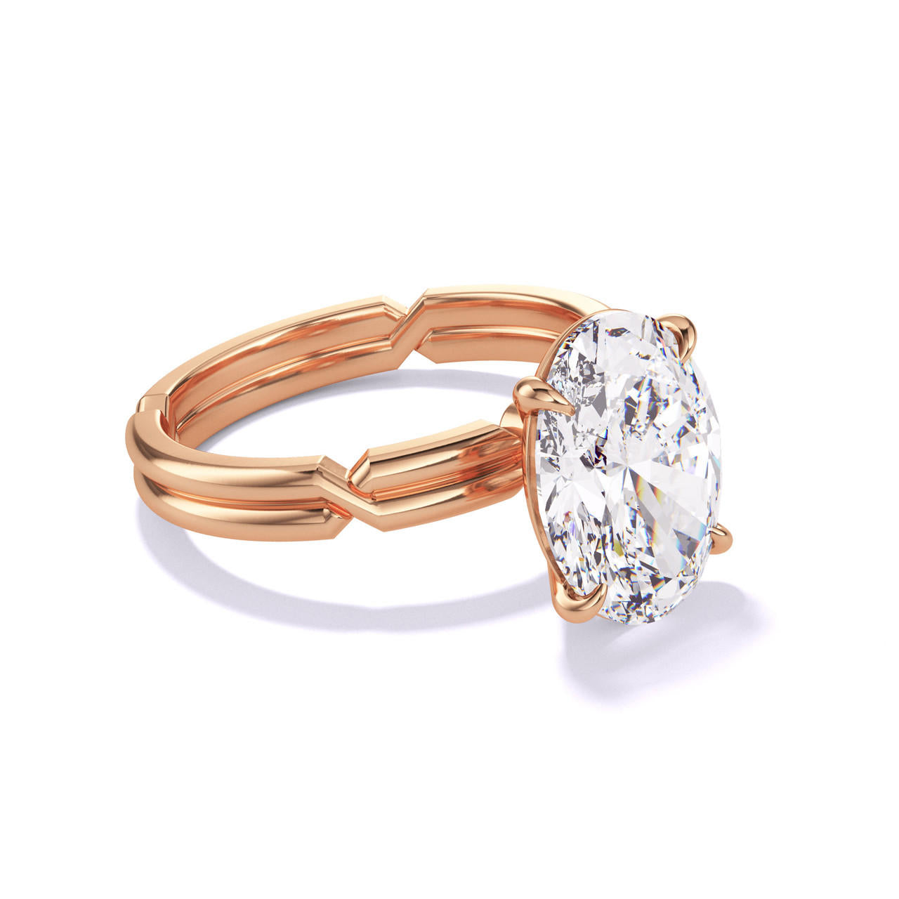 OVAL CUT DIAMOND ENGAGEMENT RING WITH A CLASSIC 4 PRONG CHANCE SETTING IN 18K ROSE GOLD