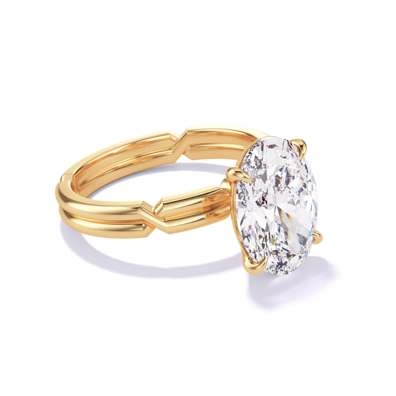 OVAL CUT DIAMOND ENGAGEMENT RING WITH A CLASSIC 4 PRONG CHANCE SETTING IN 18K YELLOW GOLD