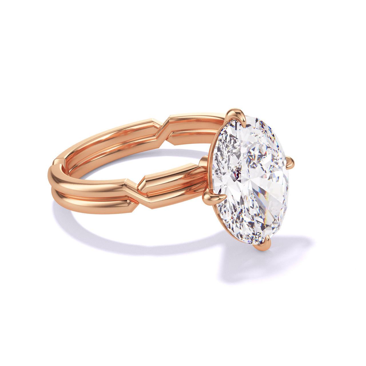 OVAL CUT DIAMOND ENGAGEMENT RING WITH A COMPASS 4 PRONG CHANCE SETTING IN 18K ROSE GOLD