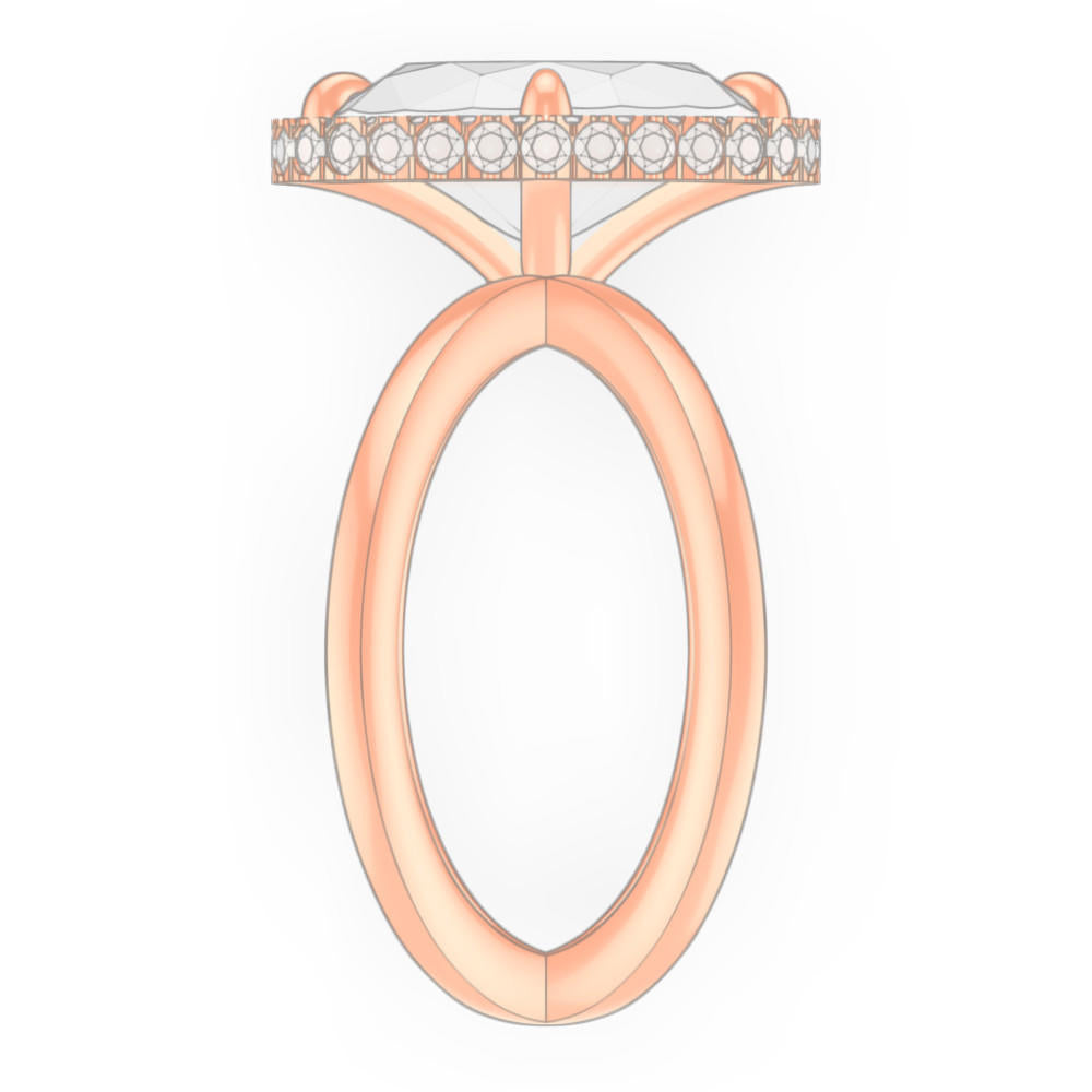 OVAL CUT DIAMOND ENGAGEMENT RING WITH A WRAPPED HALO AXIS SETTING IN 18K ROSE GOLD