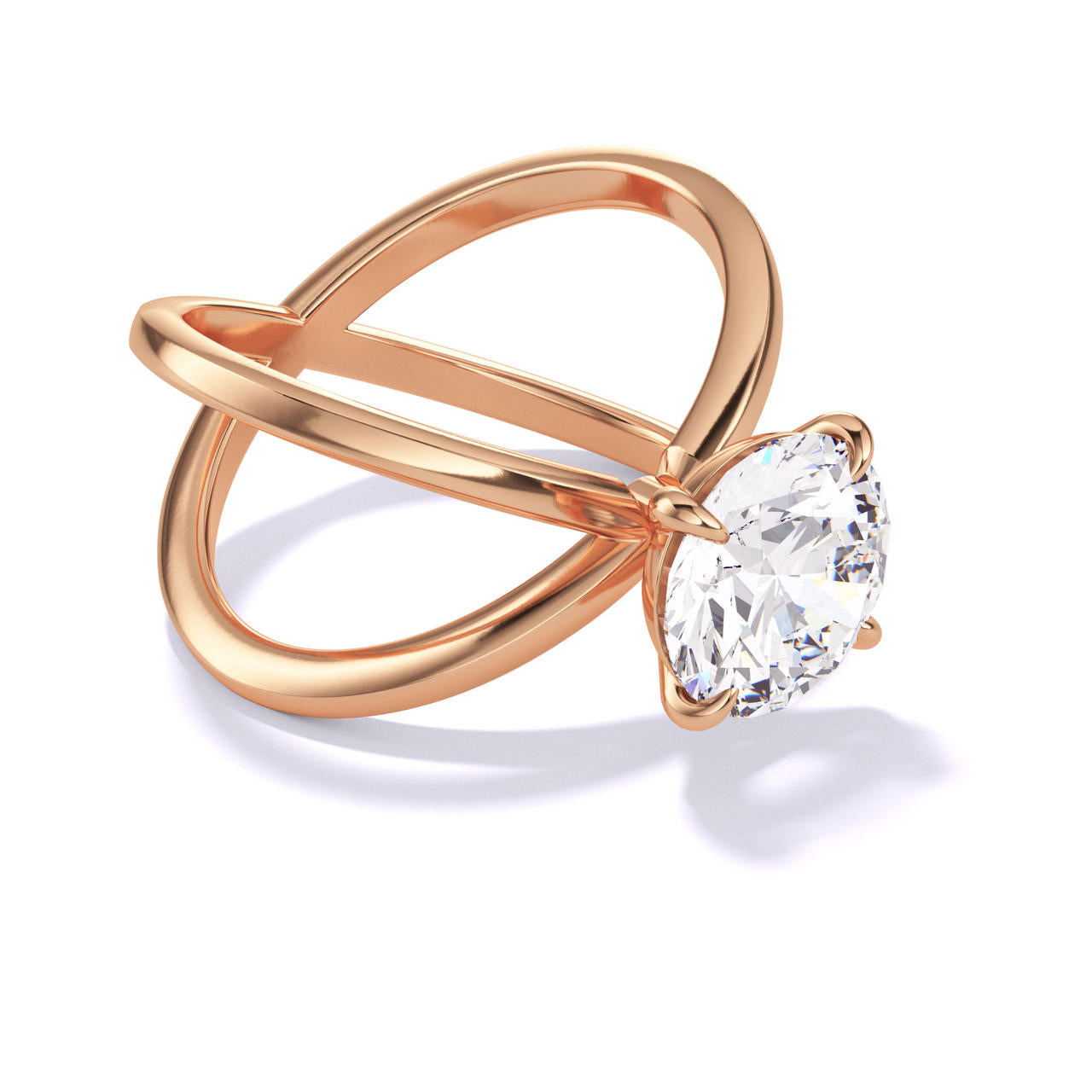 ROUND CUT DIAMOND ENGAGEMENT RING WITH A CLASSIC 4 PRONG AXIS SETTING IN 18K ROSE GOLD