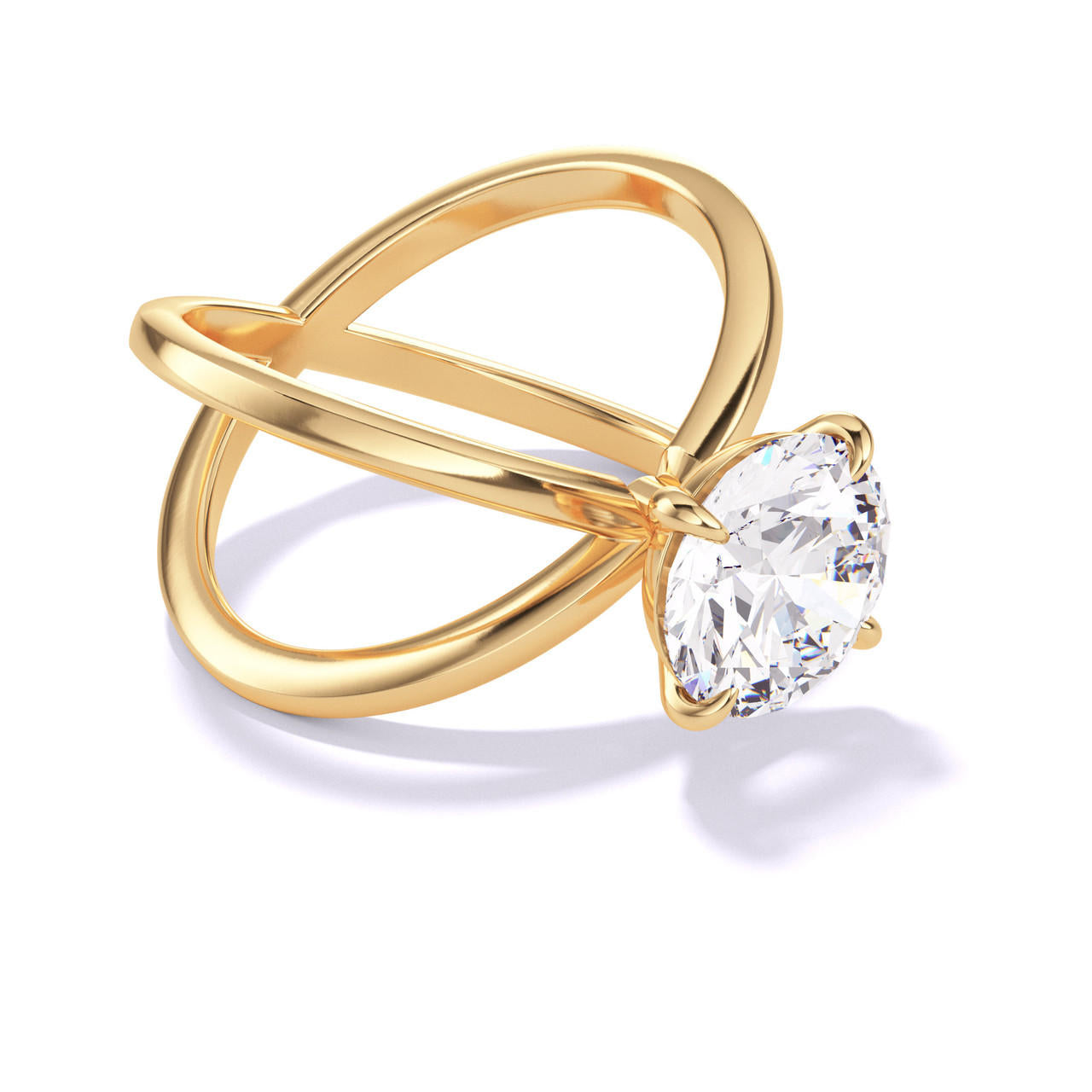 ROUND CUT DIAMOND ENGAGEMENT RING WITH A CLASSIC 4 PRONG AXIS SETTING IN 18K YELLOW GOLD